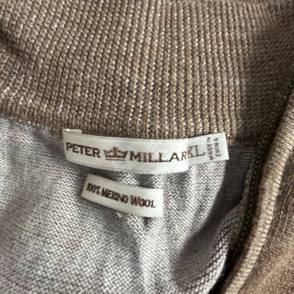 Peter Millar Mens Brown Merino Wool Quarter-Zip Sweater XL Pullover Long Sleeve - Picture 3 of 8